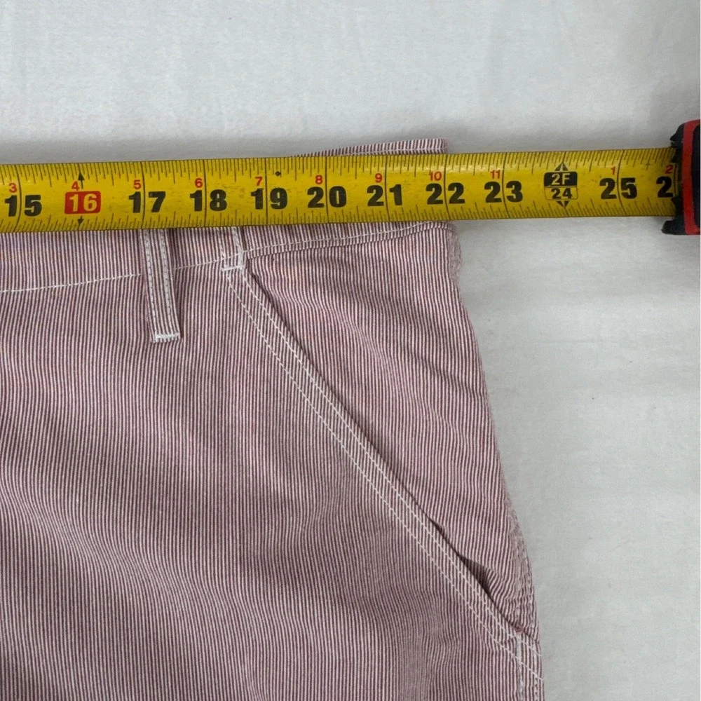 Levis Mens Red White Pinstripe Corduroy Cargo Shorts Size 42 Utility Workwear